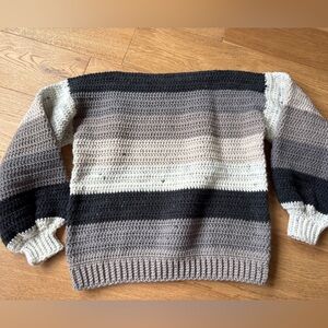 Hand knit crochet striped ombré sweater